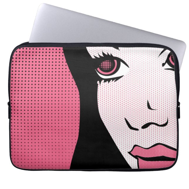 Modern Comic Book Pop Art of Woman's Face Laptop Fodral (Framsidan)