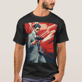 Modern Comic Man with Gun Men's Basic T-Shirt