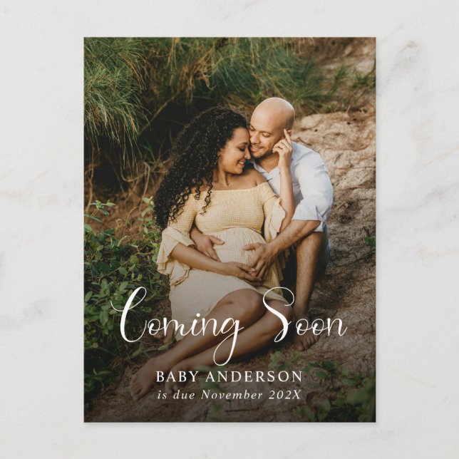 Modern Coming Soon Baby Photo Pregnancy  Meddelande Vykort (Framsida)