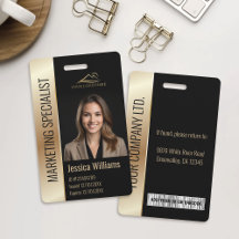 Modern Company Employee Photo Logotyp Black Guld
