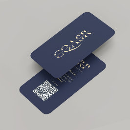 Modern Company Guld Monogram Mörk blått Visitkort