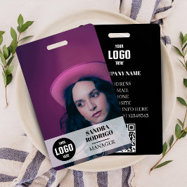 Modern Company ID Card with Photo & QR Code