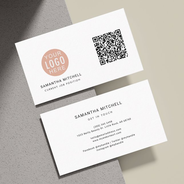 Modern Company Logotyp QR Code Anpassningsbar Visitkort (Modern Company Logo QR Code Custom Business Card)
