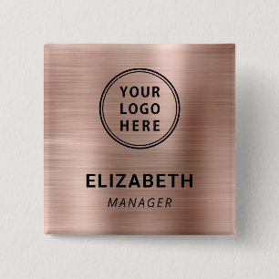 Modern Company Logotyp Ro Guld Namn bricka Knapp