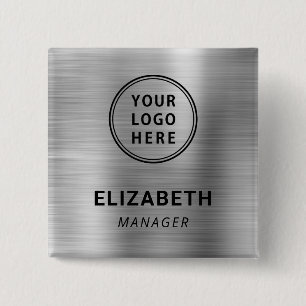 Modern Company Logotyp Silver Namn bricka Knapp