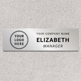 Modern Company Logotyp Silver Namnbricka