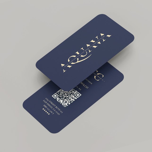 Modern Company Monogram Elegant Mörk blått Visitkort (Modern Company Monogram Dark Blue Gold Business Card
)