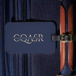 Modern Company Monogram Professionell Mörk blått Bagagebricka