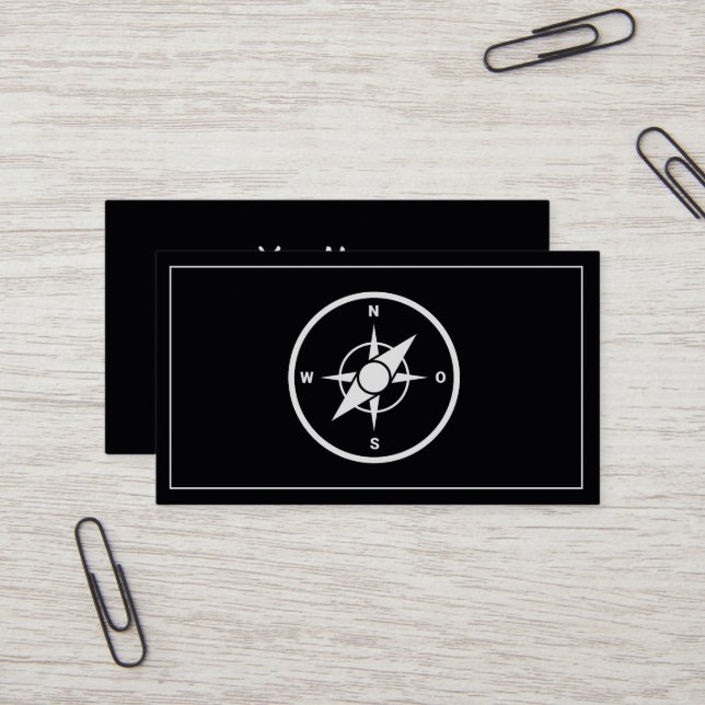 Modern Compass Gold Nautical Business Card Visitkort (Fram/Back In Situ)