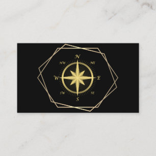Modern Compass Guld Nautical Visitkort