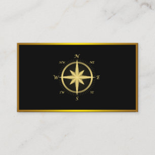 Modern Compass Guld Nautical Visitkort