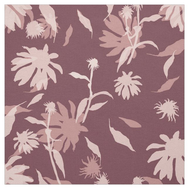 Modern Coneflowers Blommönster Blek Lila Tyg (Provkarta)