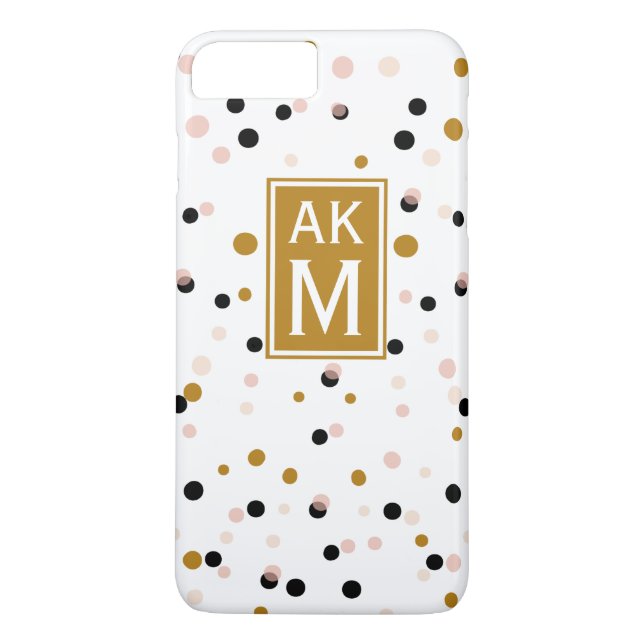 Modern Confetti Dots Monogram iPhone 7 Plus Fodral Case-Mate iPhone Skal (Baksida)