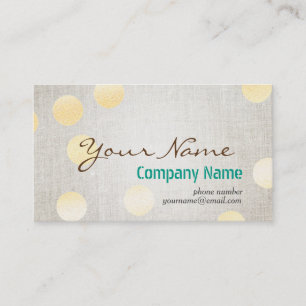 Modern Confetti Guld Polka Dot Circle Linen Textur Visitkort