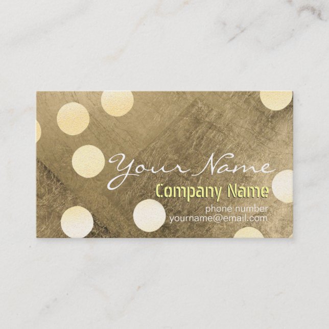 Modern Confetti Guld Polka Dot Gold foil Struktur Visitkort (Framsida)