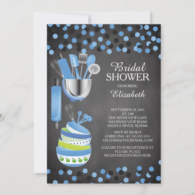 Modern Confetti Kitchen Inbjudningskort för möhipp (Framsida)