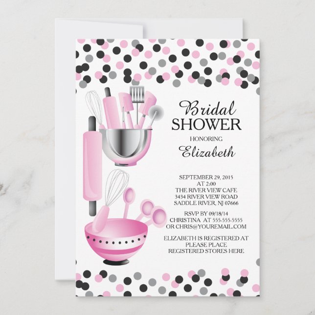 Modern Confetti Kitchen Inbjudningskort för möhipp (Framsida)