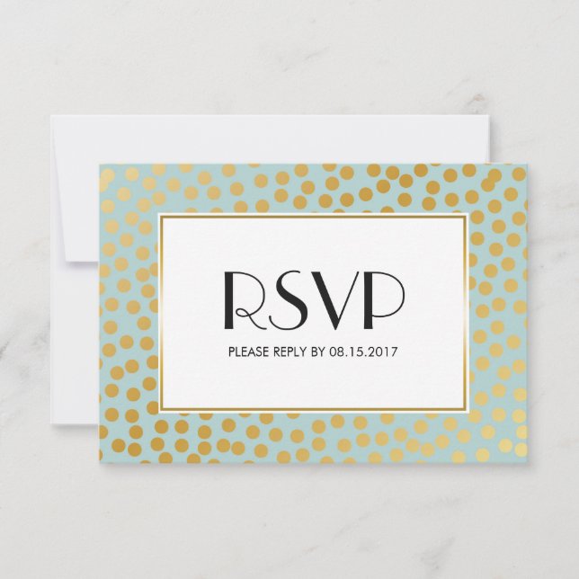 Modern Confetti Polka dots Mint och Guld OSA Kort (Framsida)