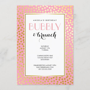 Modern Confetti Polka dots Rosa Guld Brunch Inbjudningar