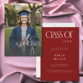 Modern Congrats Grad Graduation Photo Announcement