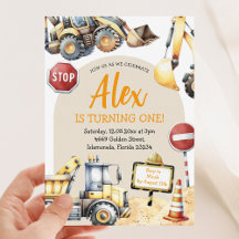 Modern Construction Boy First Birthday