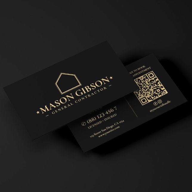 Modern Construction General Contracting Logotyp Sv Visitkort (Modern Construction General Contracting Logo Black Business Card
)
