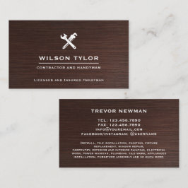 Modern Construction Handyman Verktyg Wood Visitkort
