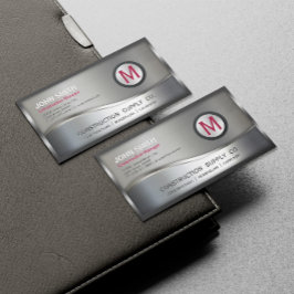 Modern Construction Metall Framed Monogram Silver  Magnetiska Visitkort