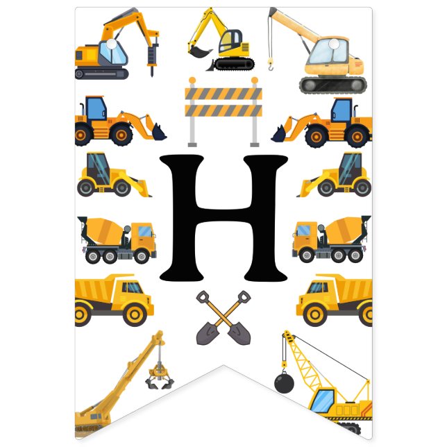 Modern Construction Simple Kid's Birthday Vimplar (Första flaggan)