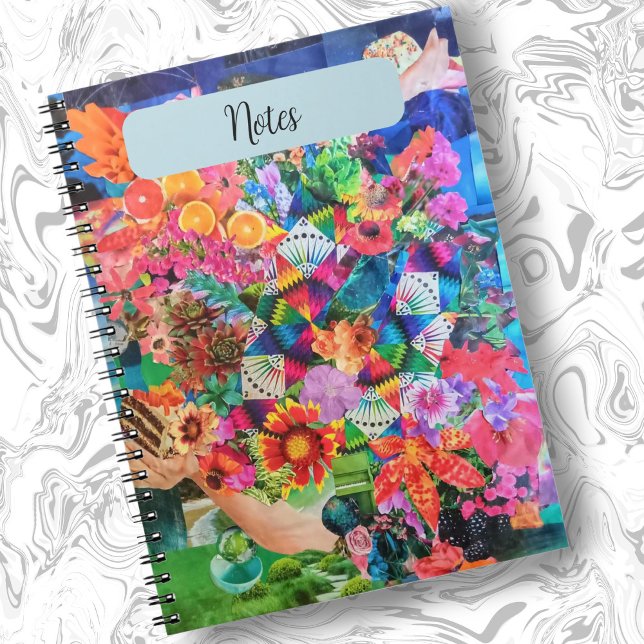 Modern Contemporary Abstrakt Collage Notebook Anteckningsbok (Skapare uppladdad)
