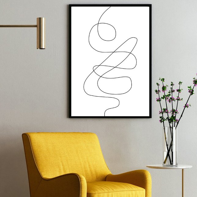 Modern Contemporary Abstrakt Kontinuerlig konturte Poster (Modern Contemporary Abstract Continuous Line Art Poster)
