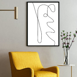 Modern Contemporary Abstrakt Line Art Black White Poster