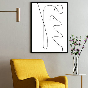 Modern Contemporary Abstrakt Line Art Black White Poster