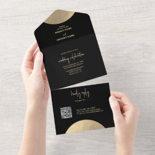 Modern Contemporary Black & Guld Abstrakt Bröllop