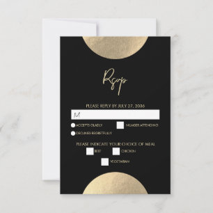 Modern Contemporary Black & Guld Abstrakt Bröllop OSA Kort