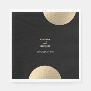 Modern Contemporary Black & Guld Abstrakt Bröllop Pappersservett