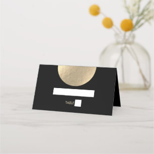 Modern Contemporary Black & Guld Abstrakt Bröllop Placeringskort