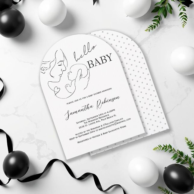 Modern Contemporary Black White Baby Shower Inbjudningar (Skapare uppladdad)