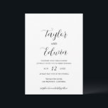 Modern Contemporary Black White Elegant bröllop Inbjudningar<br><div class="desc">Contemporaryns svartvita bröllopsinbjudningar med enkel och minimalistisk layout med namn i ett kalligrafiskt skript för elegant och dina bröllop-detaljer nedan i modernt format.</div>