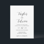 Modern Contemporary Black White Elegant bröllop Inbjudningar<br><div class="desc">Contemporaryns svartvita bröllopsinbjudningar med enkel och minimalistisk layout med namn i ett kalligrafiskt skript för elegant och dina bröllop-detaljer nedan i modernt format.</div>