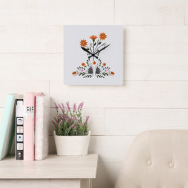 Modern Contemporary Blommigt Fyrkantig Klocka