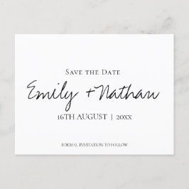 Modern Contemporary Classic Black White Bröllop S Meddelande Vykort