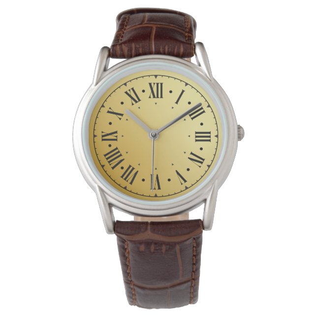 Modern Contemporary Classic Brown Leather Watch Armbandsur (Framsida)