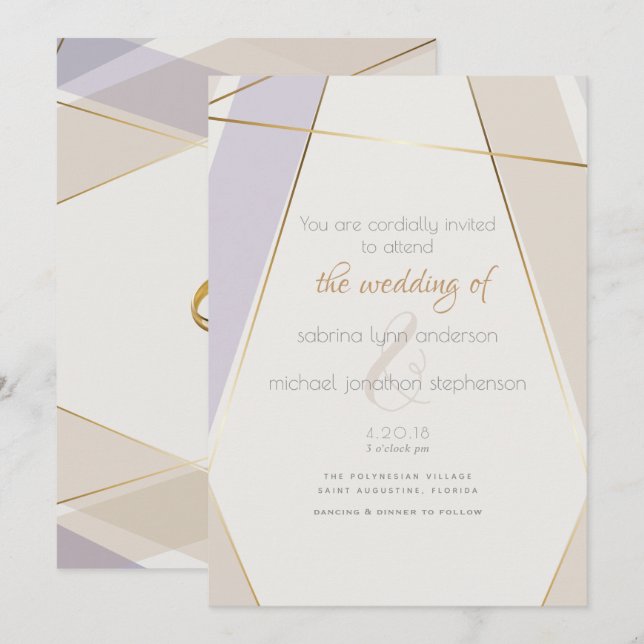 Modern Contemporary Geometric Mushroom Violet Inbjudningar (Fram/baksida)