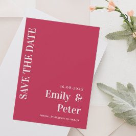 Modern Contemporary Magenta minimalistisk Bröllop Spara Datumet