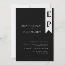 Modern Contemporary - minimalistisk Monogram Bröll Inbjudningar