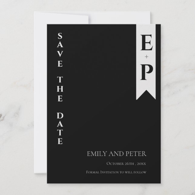 Modern Contemporary - minimalistisk Monogram Bröll Spara Datumet (Framsida)