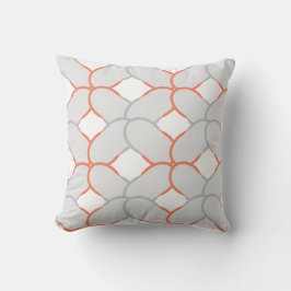 Modern Contemporary Orange White and Grått Art Kudde