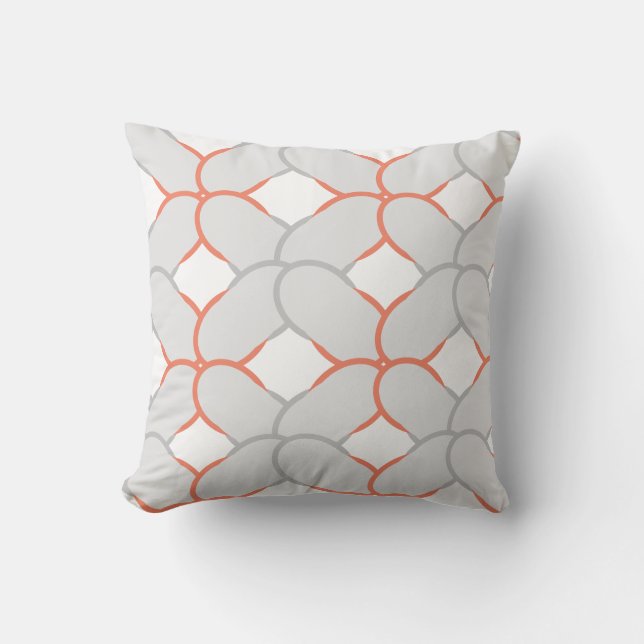 Modern Contemporary Orange White and Grått Art Kudde (Framsida)