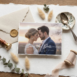  Modern contemporary save the date photo wedding Vykort